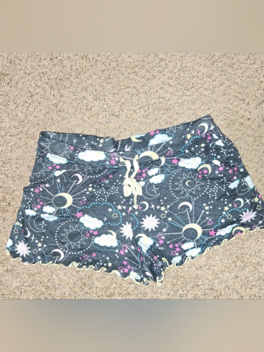 Women's Celestial Print Lounge Shorts - Gray